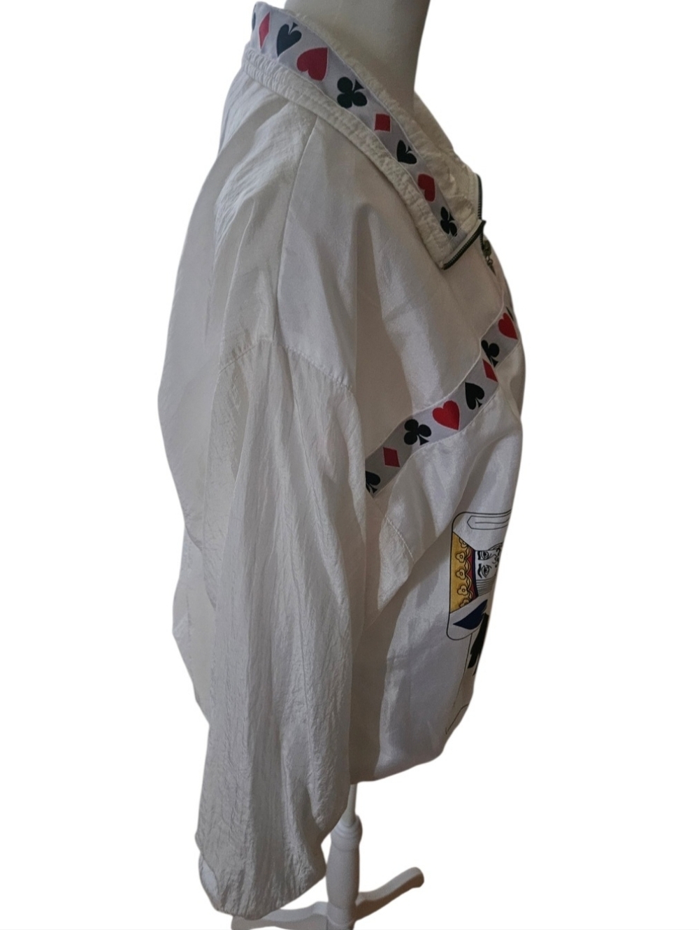 Vintage 90s Grannycore Novelty Poker Nylon Windbreaker Jacket Cards Medium Vegas - Picture 4 of 16